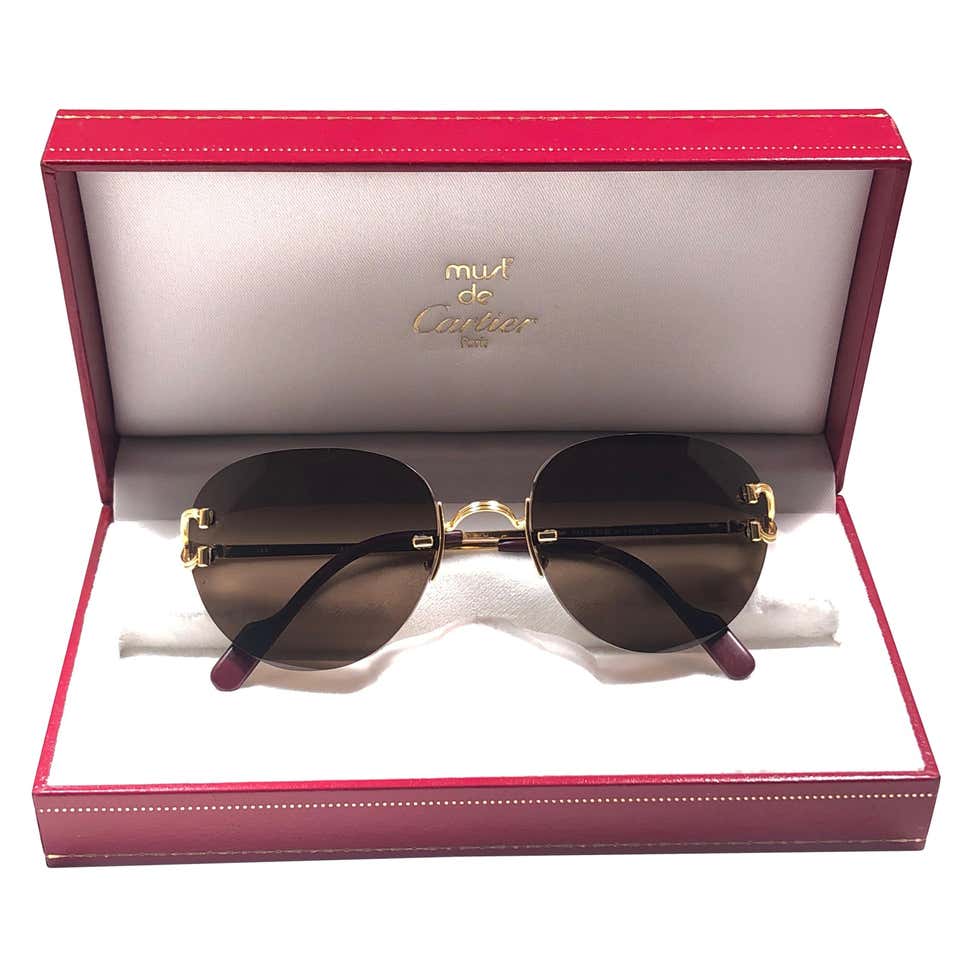 Cartier Salisbury Rimless Gold Special Edition 51mm France Sunglasses ...