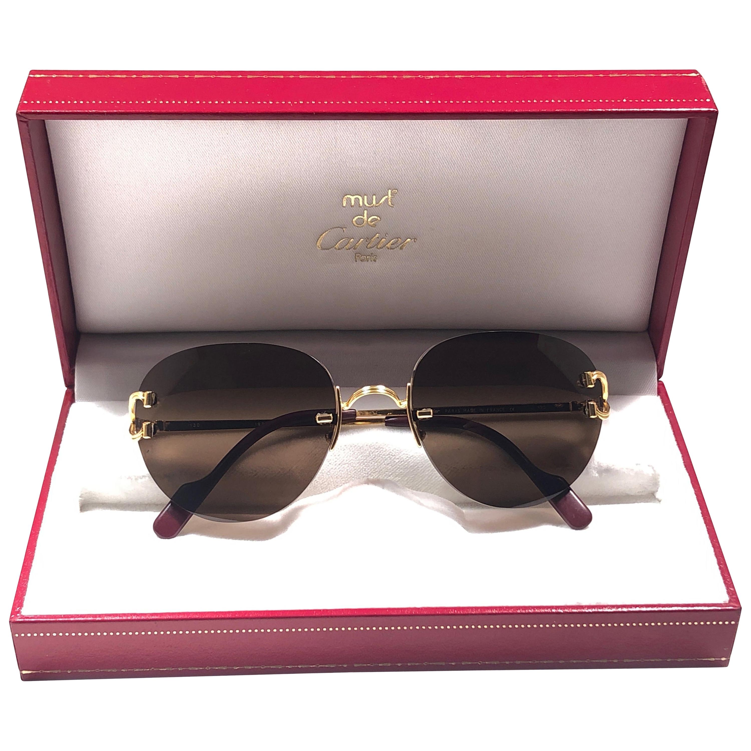 Cartier Salisbury Rimless Gold Special Edition 51mm France Sunglasses