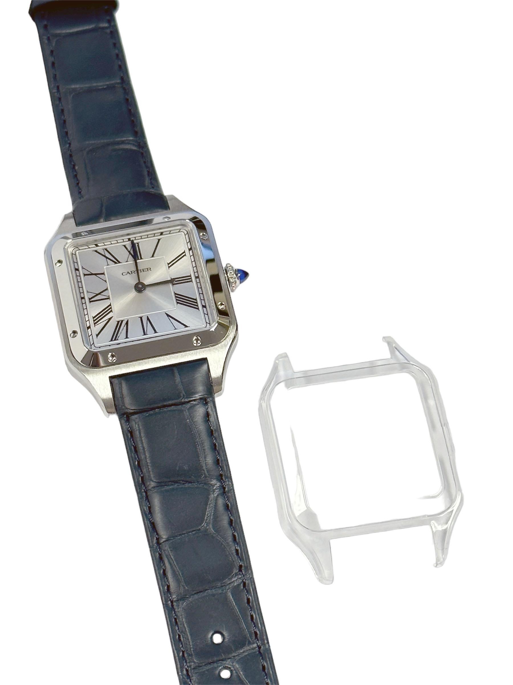 Cartier Santos Dumont Stahl-Quarz-Armbanduhr im Zustand „Hervorragend“ in Chicago, IL
