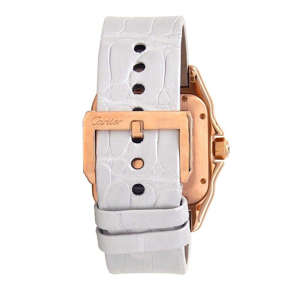 Women's Cartier Santos 100 18k Rose Gold Diamond Bezel Automatic Ladies Watch WM50450M For Sale