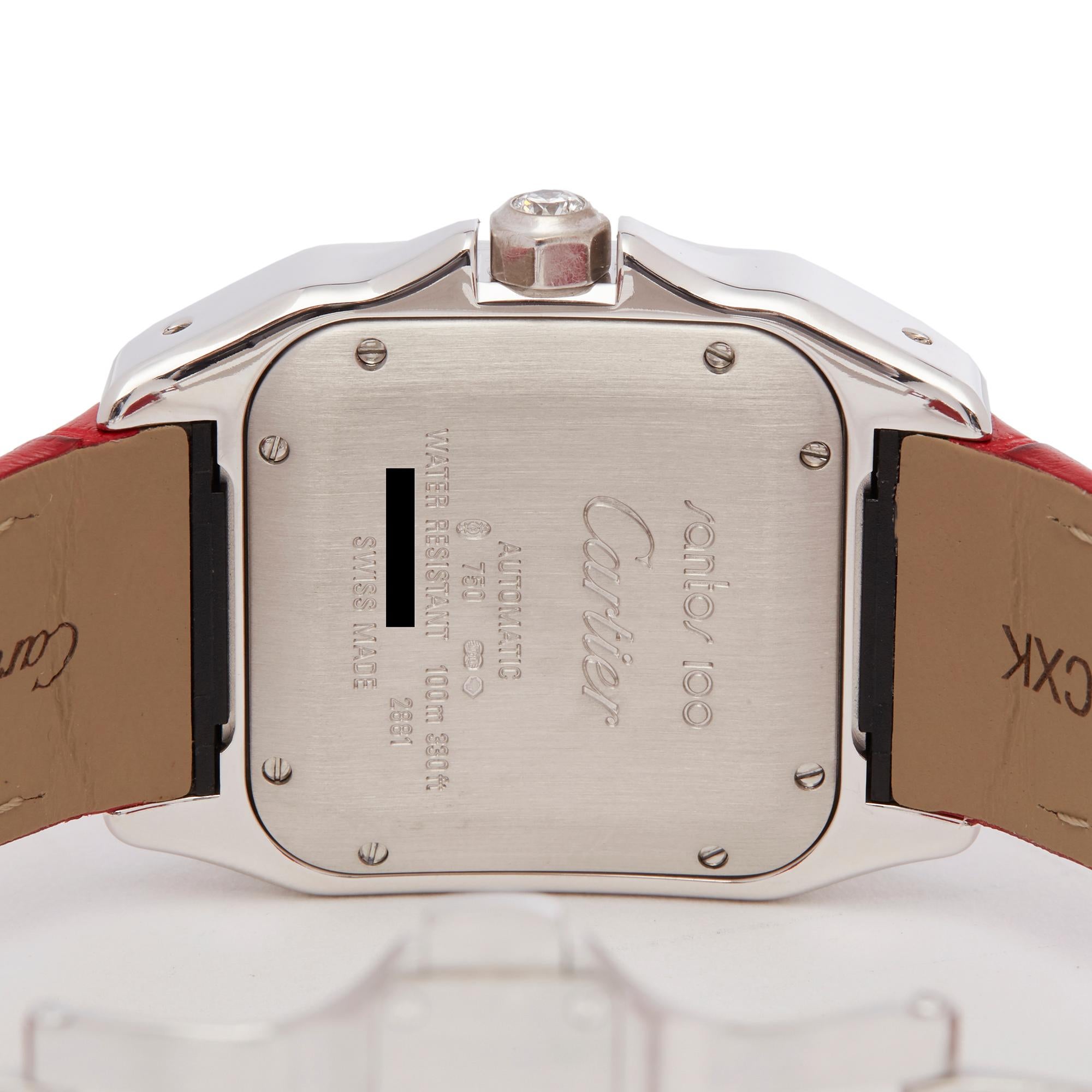 Cartier Santos 100 18k White Gold 2881 Wristwatch In Excellent Condition In Bishops Stortford, Hertfordshire