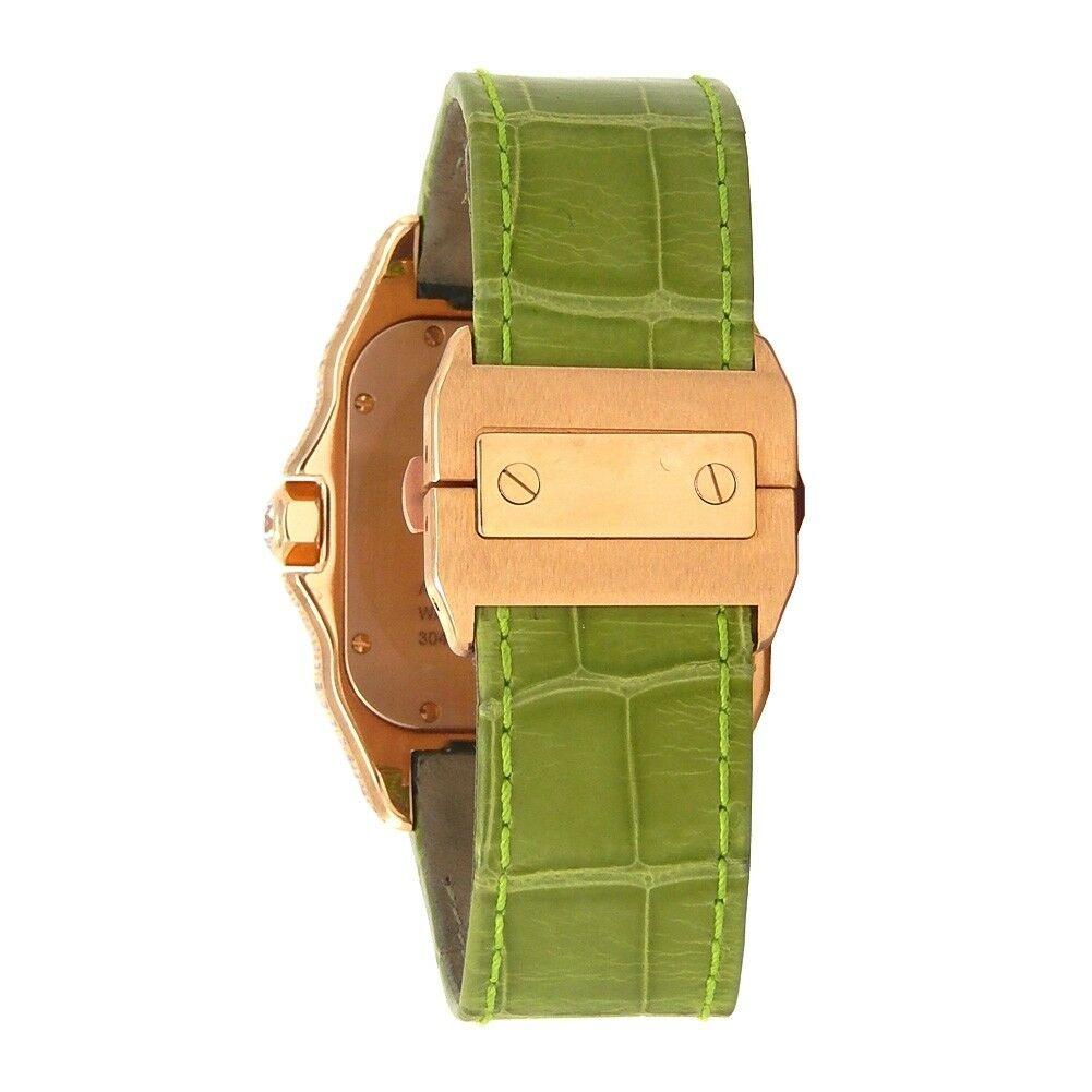 Brand: Cartier
Band Color: Green	
Gender:	Men's
Case Size: 36-39.5mm	
MPN: Does Not Apply
Lug Width: 22mm	
Features:	12-Hour Dial, Diamond Bezel, Diamond Case, Roman Numerals, Sapphire Crystal, Swiss Made, Swiss Movement
Style: Luxury	
Movement: