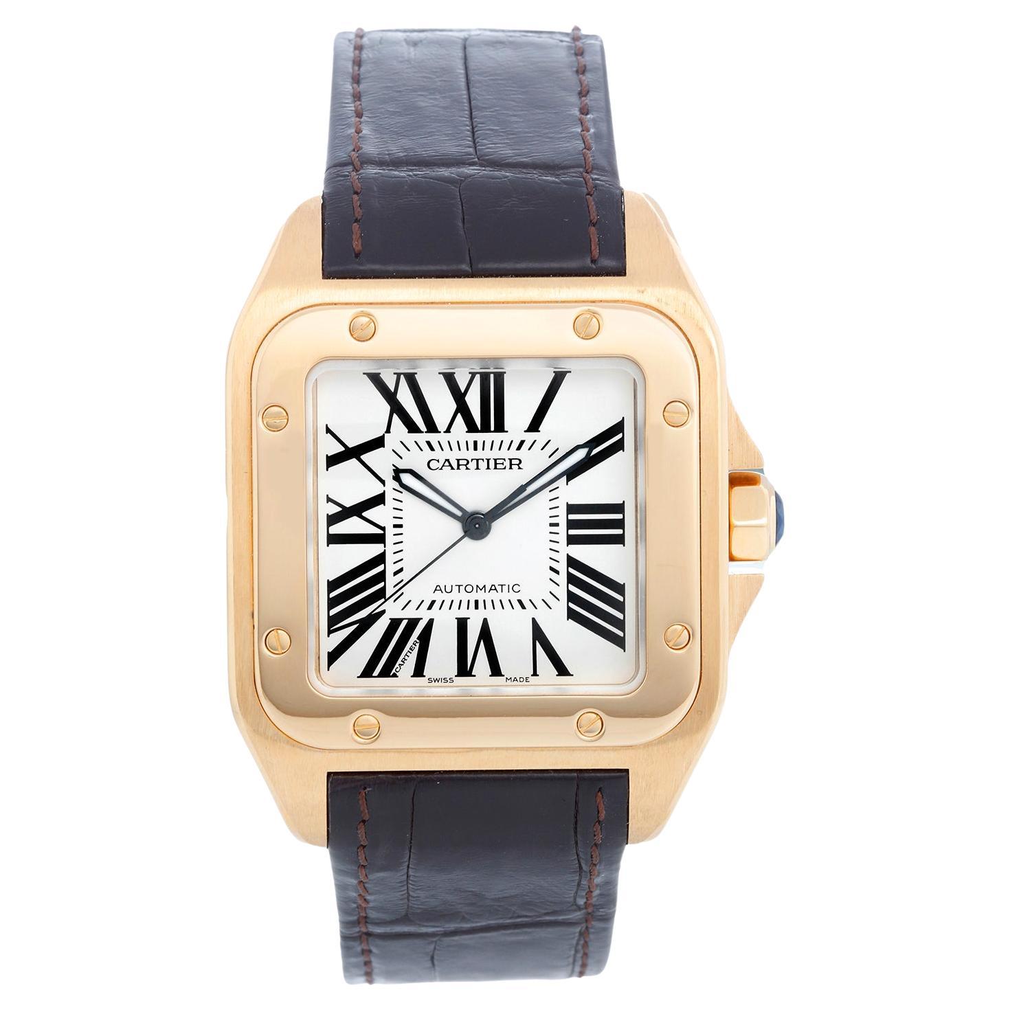 Cartier Santos 100 18K Yellow Gold Men's Watch Ref 2657 W20071Y1 For Sale  at 1stDibs