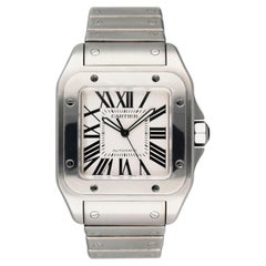 Cartier Santos-100 26 56 XL W200737G Stainless Steel Mens Watch