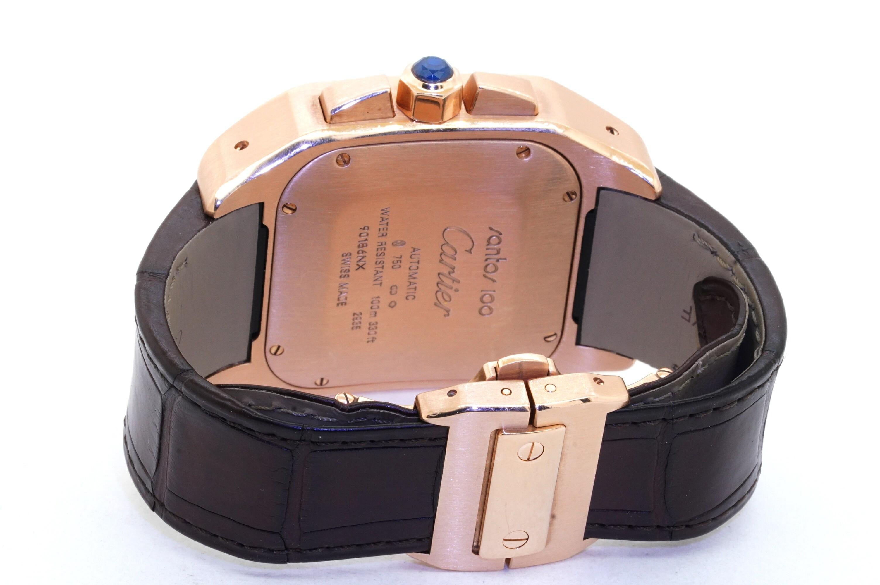 Cartier Santos 100 2935 18k Gelbgold Automatik-Chronograph Herrenuhr (Zeitgenössisch) im Angebot