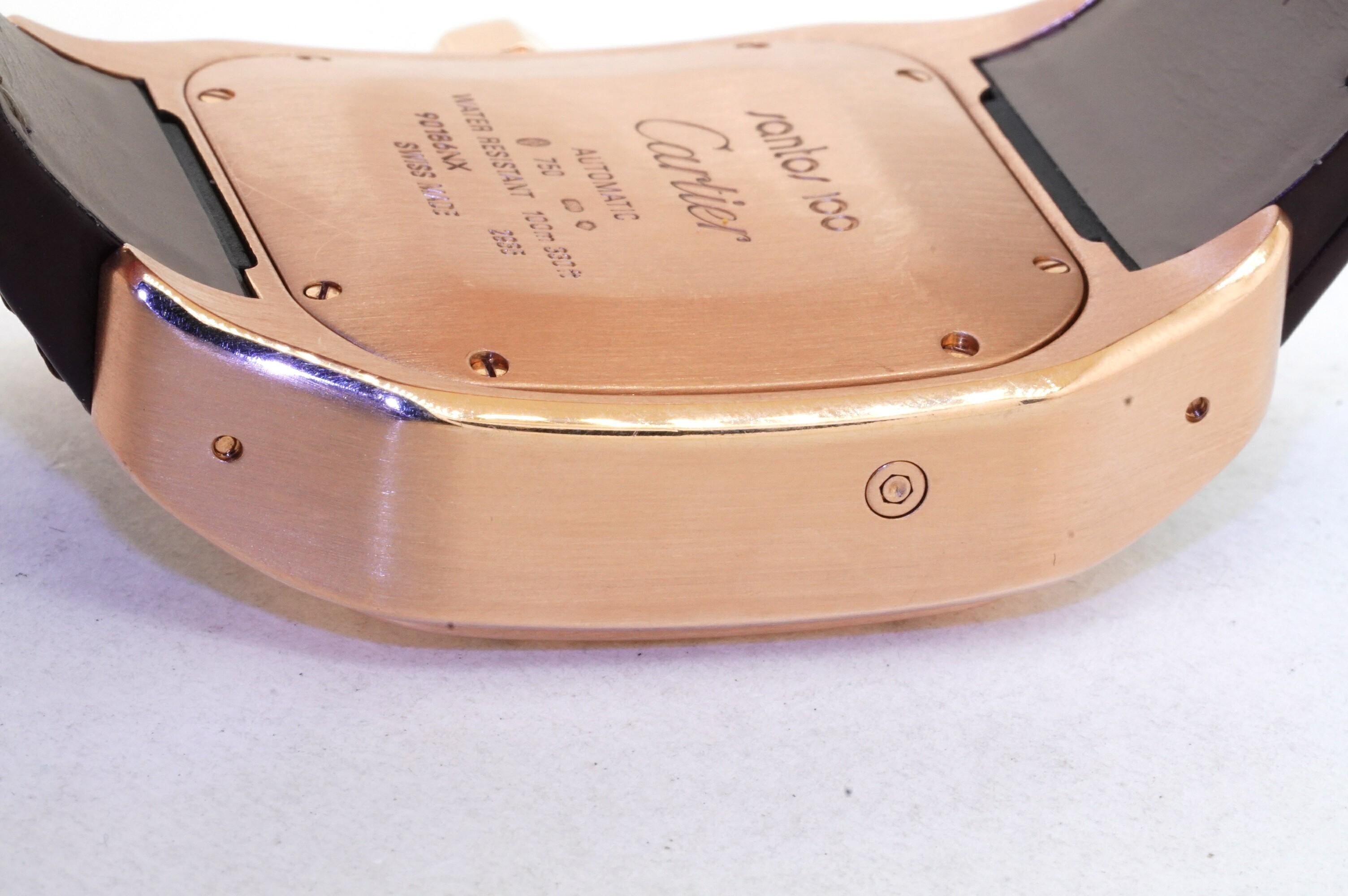 Cartier Santos 100 2935 18k Gelbgold Automatik-Chronograph Herrenuhr im Angebot 1