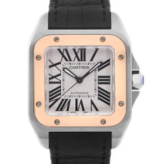 Cartier Santos 100 Steel Silver Dial Automatic Mens Watch W20107X7