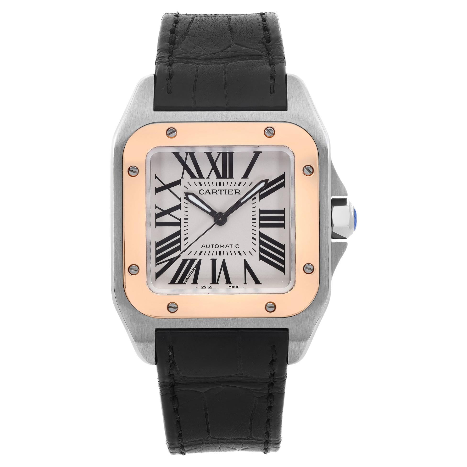 Cartier Santos 1910 Stainless Steel Ivory Dial Automatic Watch at 1stDibs