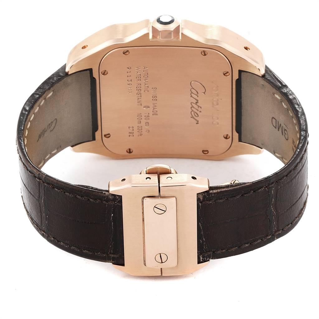 Men's Cartier Santos 100 Rose Gold Chocolate Dial Men’s Watch W20127Y1