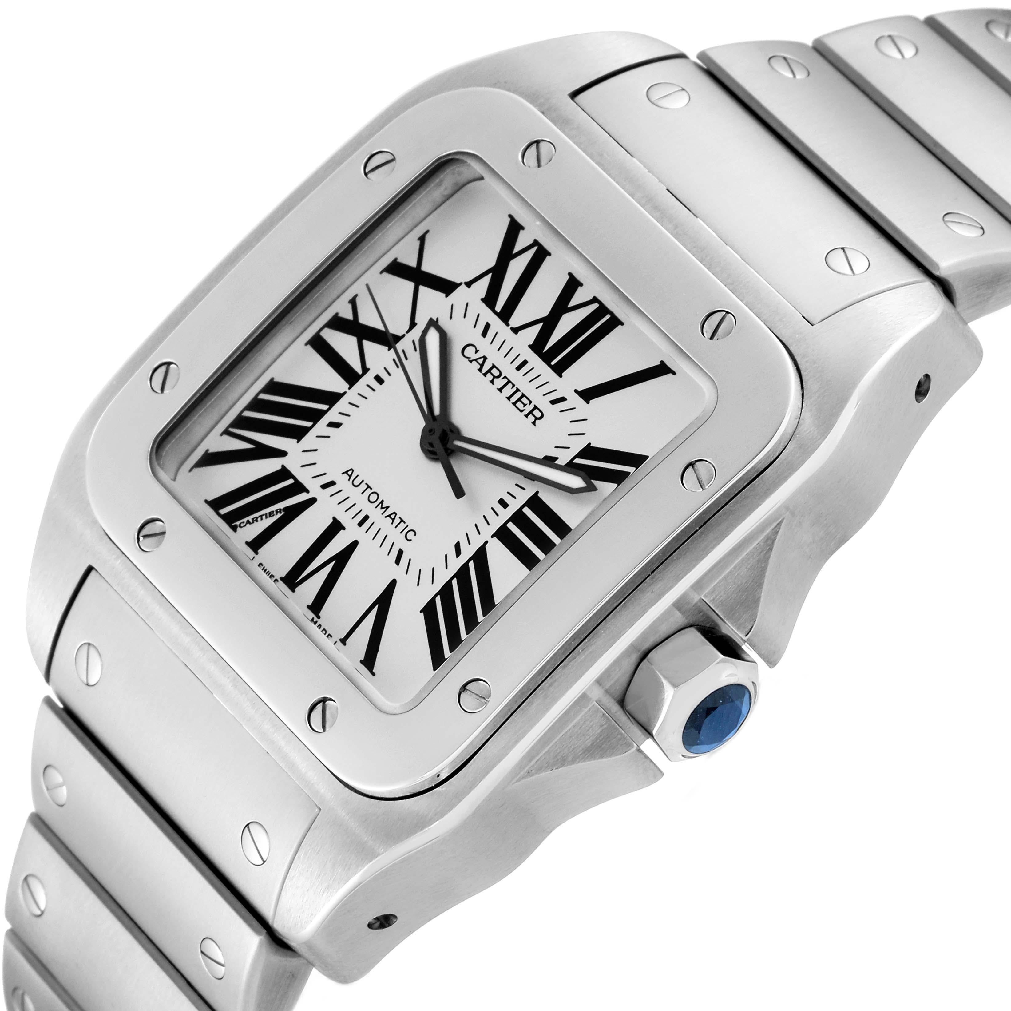 Cartier Santos 100 Automatic Large Steel Mens Watch W200737G Box Papers For Sale 1