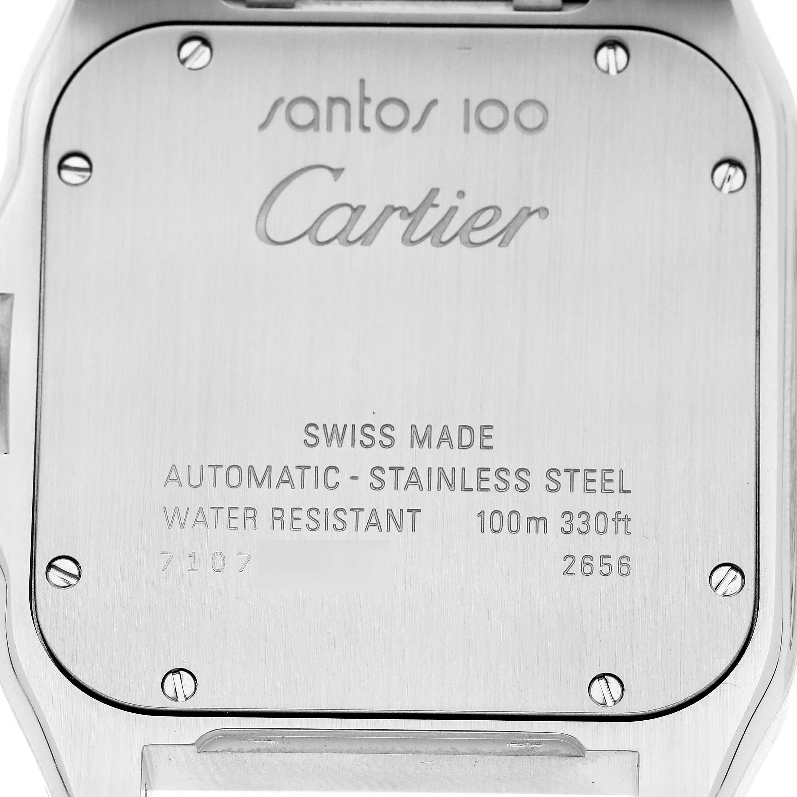 Cartier Santos 100 Automatic Large Steel Mens Watch W200737G Box Papers Pour hommes en vente