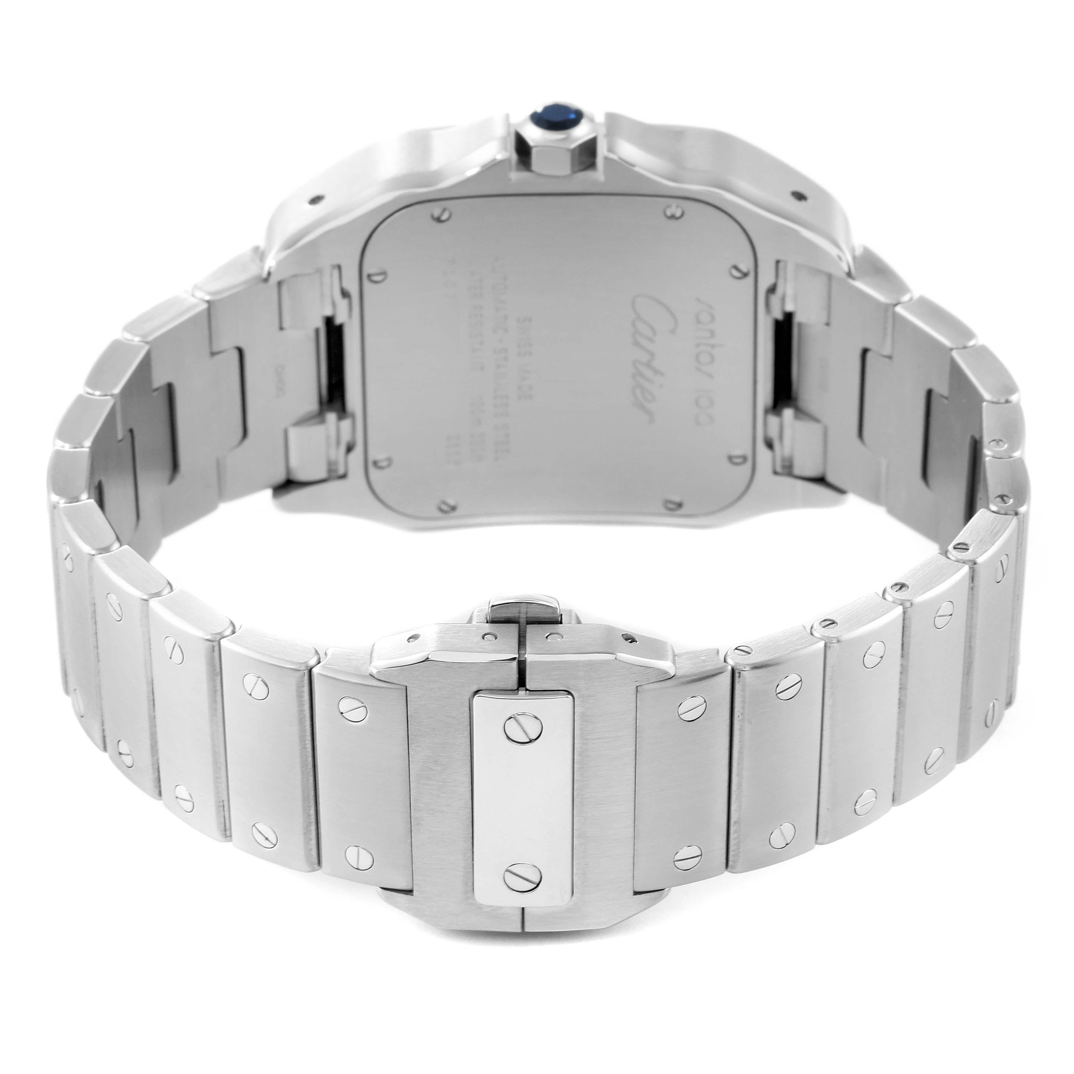Cartier Santos 100 Automatic Large Steel Mens Watch W200737G Box Papers For Sale 3