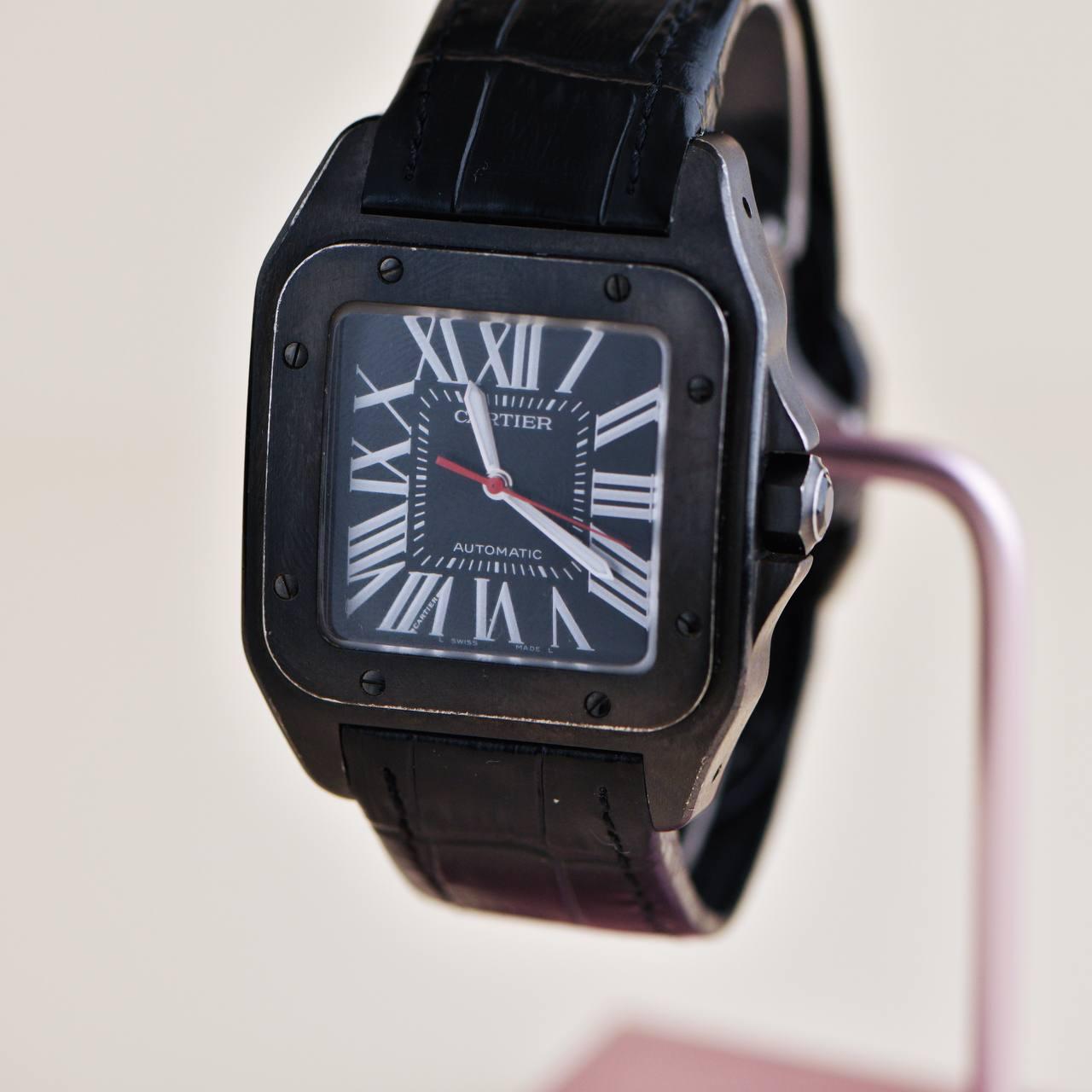 Cartier Santos 100 Carbon Automatikuhr großes Modell WSSA0006 1