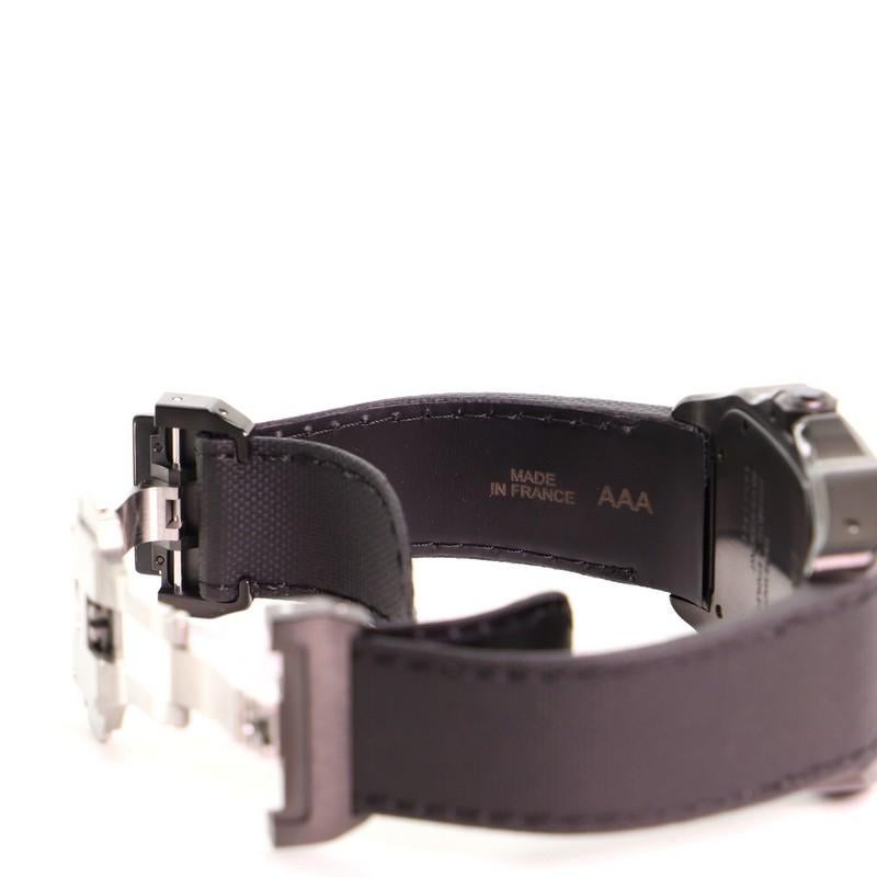 Cartier Santos 100 Carbon Automatic Watch ADLC Stainless Steel & Fabric Leather In Good Condition In New York, NY