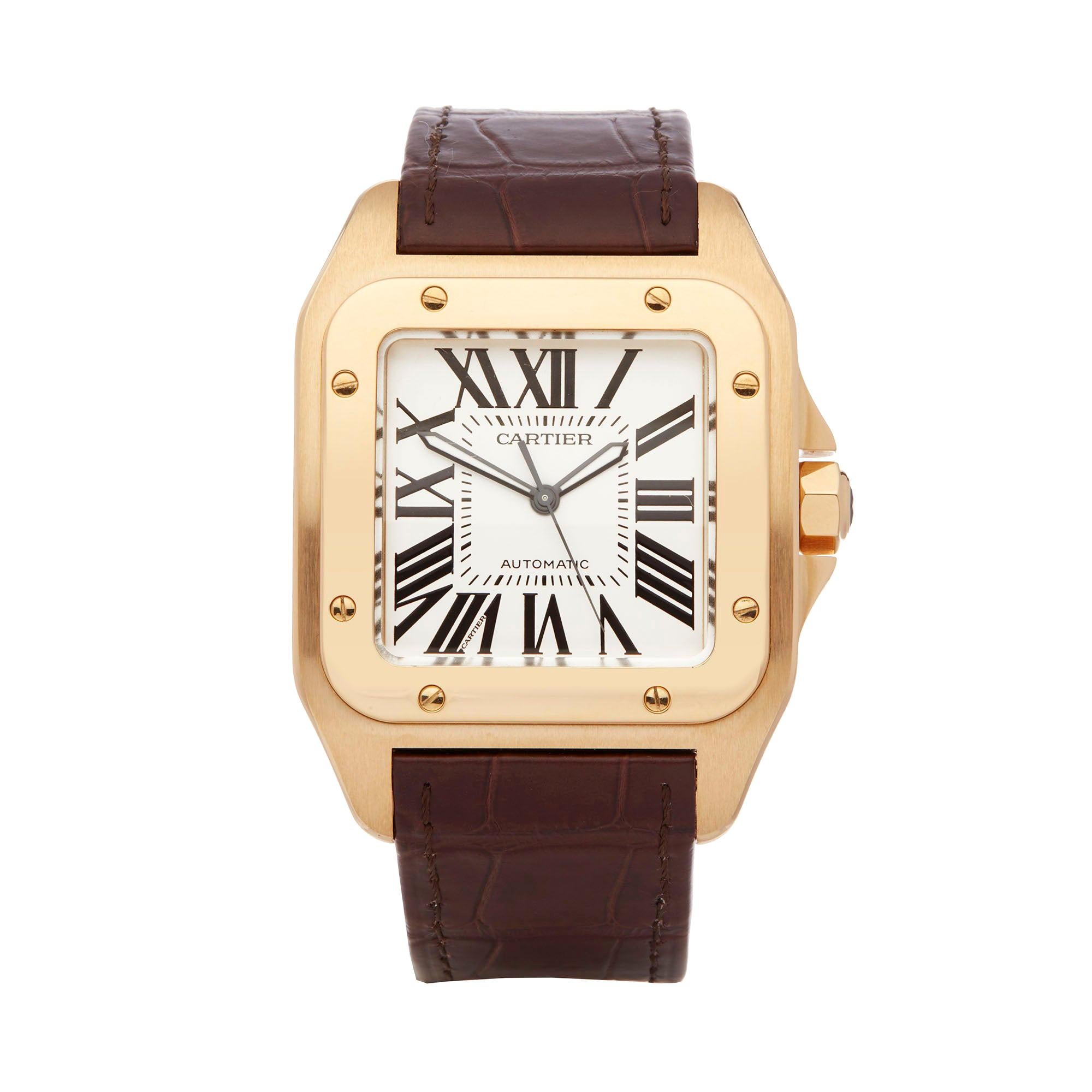 Cartier Santos 100 Extra Large 18 Karat Gold 2657 or W20071Y1 Wristwatch