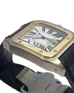 Cartier Santos 100 Jumbo 18K and Steel Quartz Wrist Watch