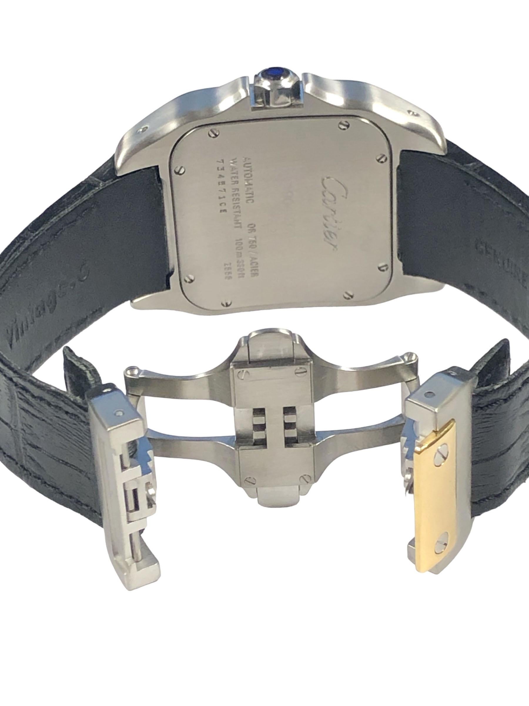 Montre-bracelet Cartier Santos 100 Jumbo 18 carats et quartz acier en vente 1