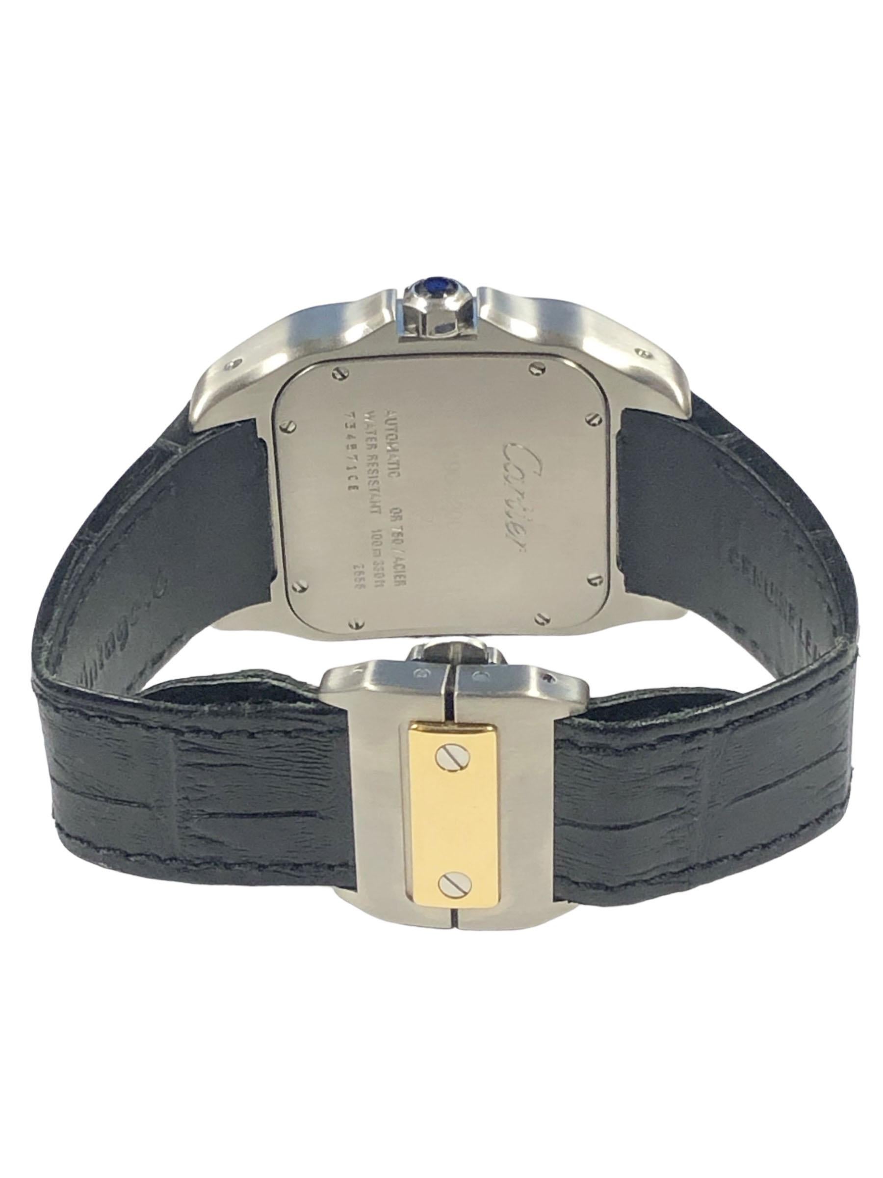 Montre-bracelet Cartier Santos 100 Jumbo 18 carats et quartz acier en vente 2