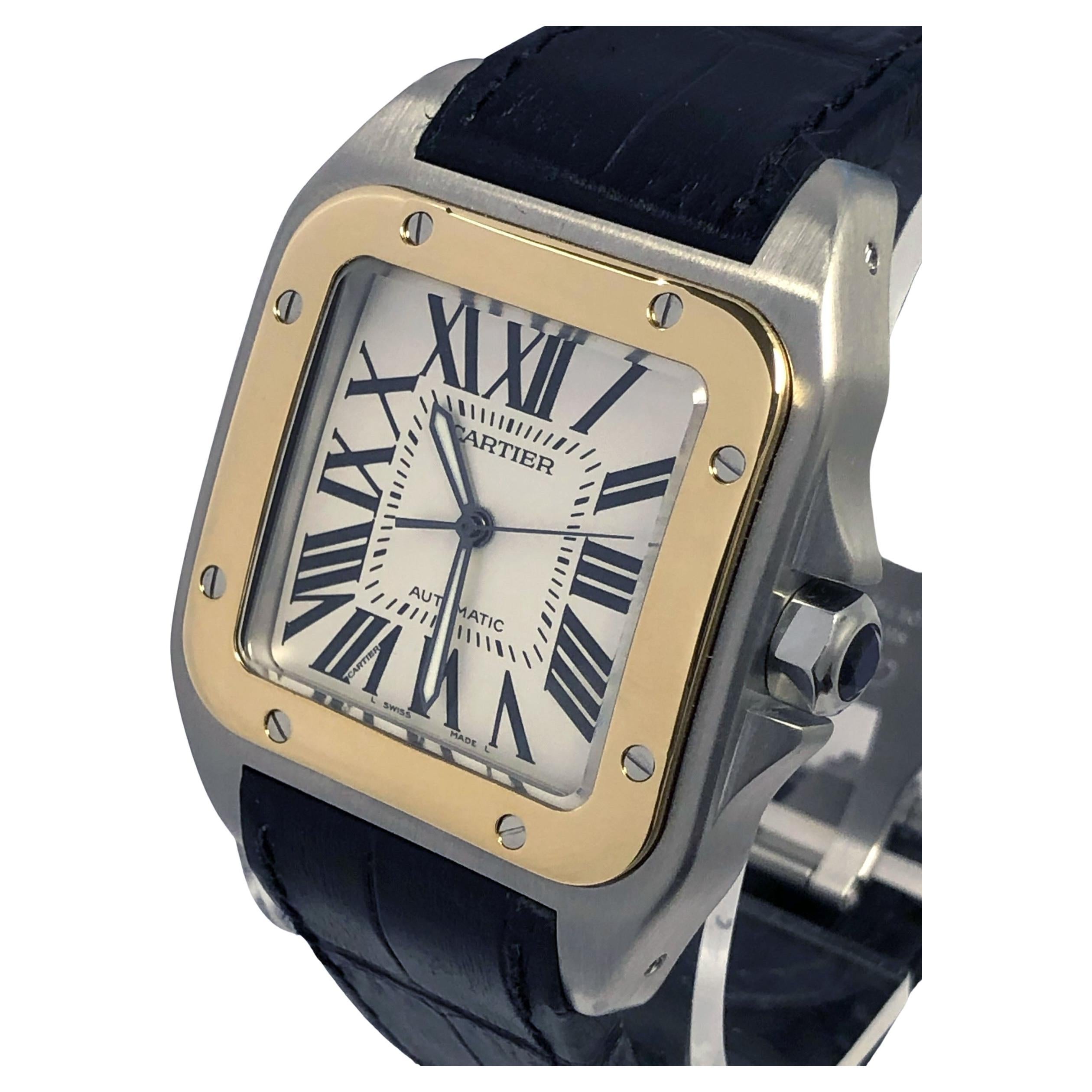 Cartier Santos 100 Jumbo 18K and Steel Quartz Wrist Watch