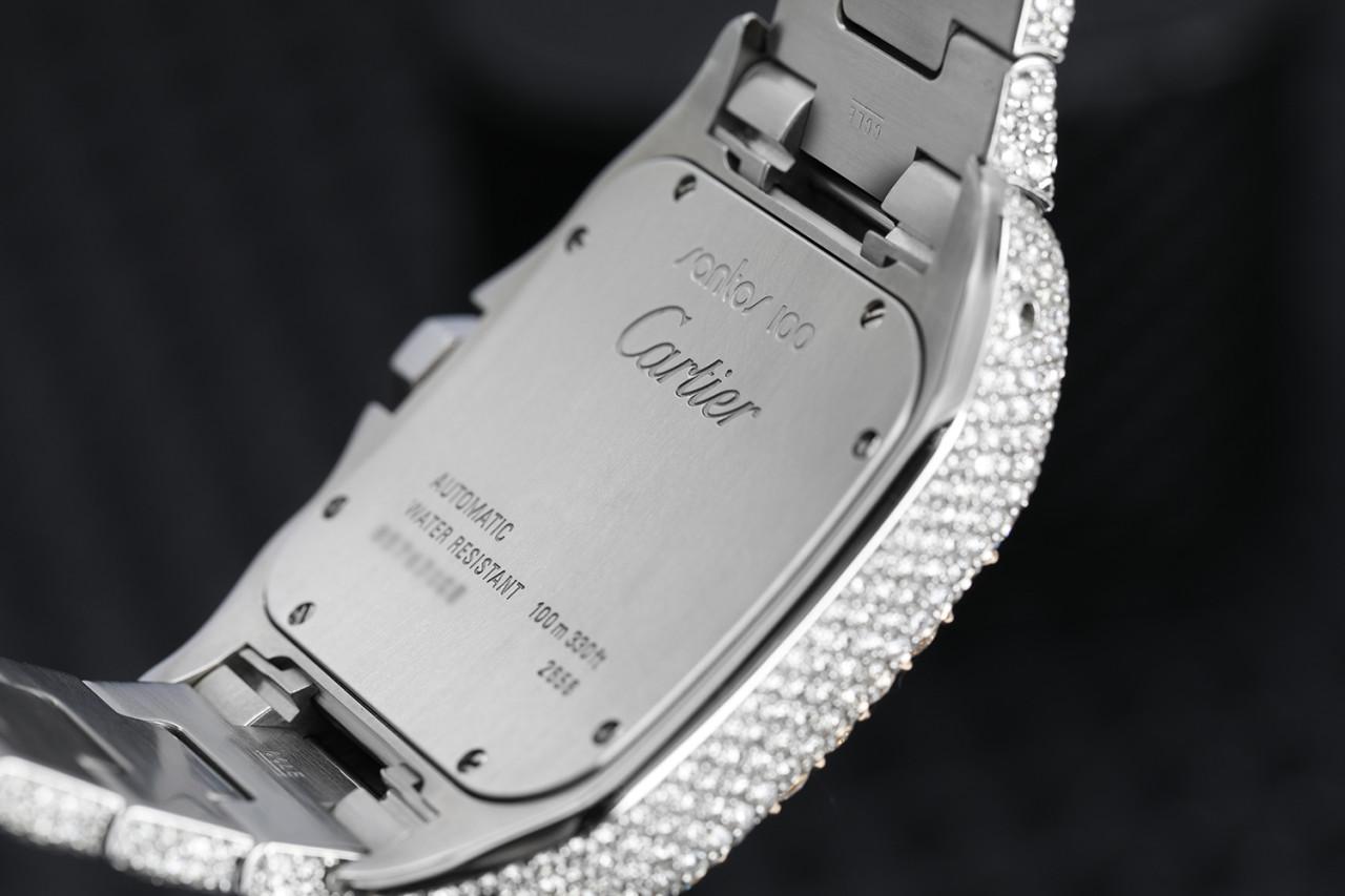 cartier santos 100 diamond watch
