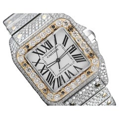 Cartier Santos 100 Large Automatic Two Tone Diamond Watch W200728G