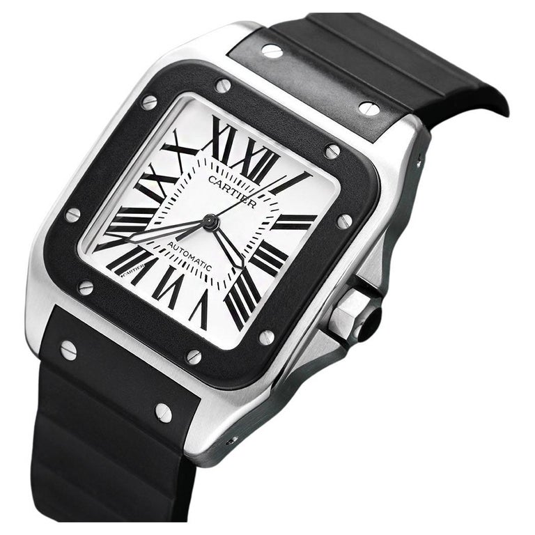 Reloj De Santos 100 Cartier Caucho Precio CRWSSA0037 Reloj Santos