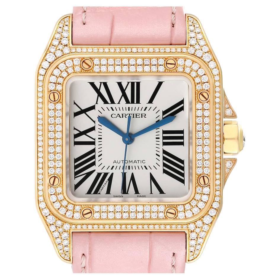 Cartier Santos 100 Midsize Yellow Gold Diamond Ladies Watch WM502051