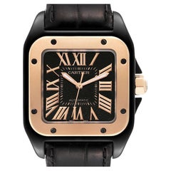 Cartier Santos 100 PVD Steel Rose Gold Midsize Mens Watch W2020009