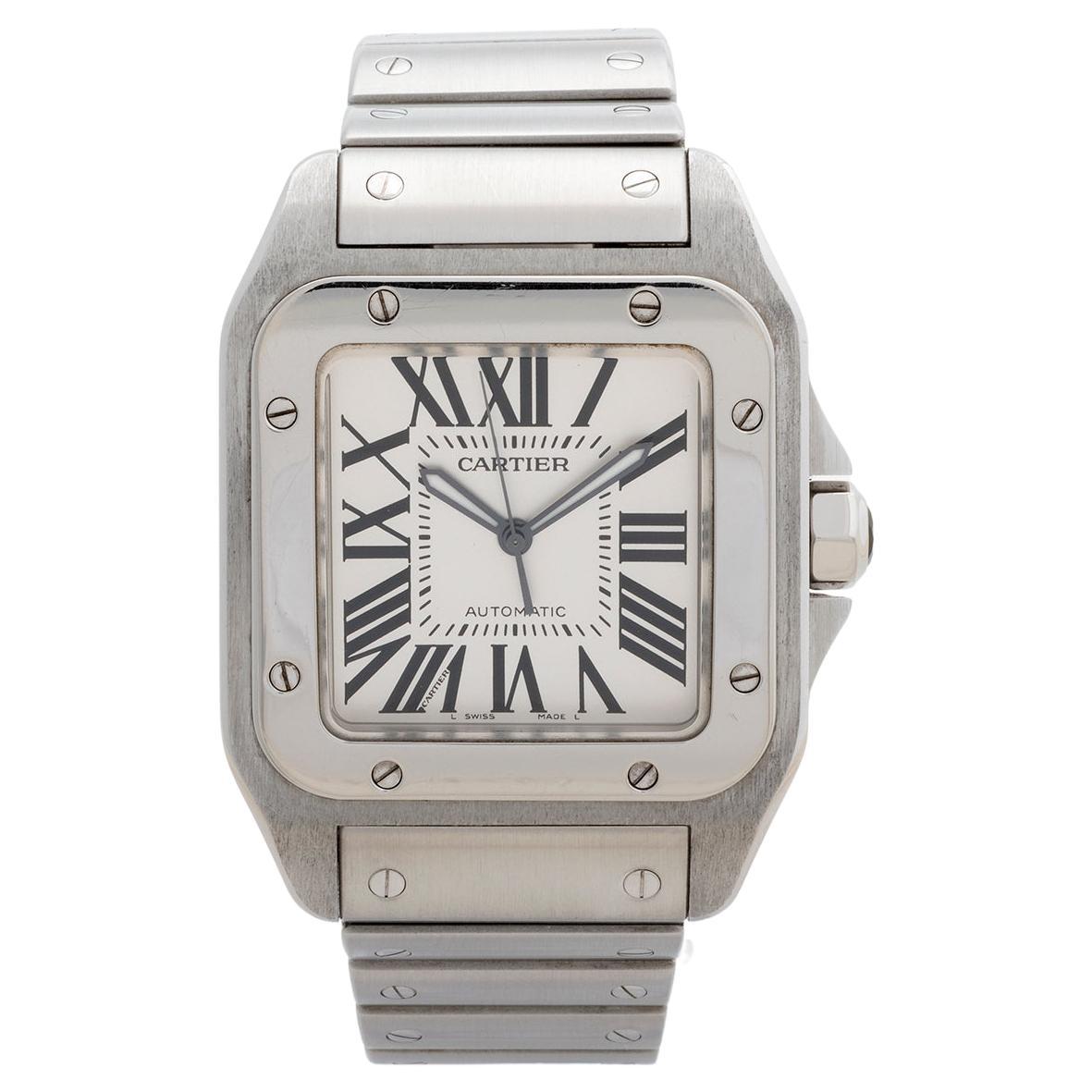 Our Cartier Santos 100 reference 2656 is the XL version featuring a 38mm x 51mm stainless steel case with stainless steel bracelet. Presented in outstanding condition, this is one of the best Santos 100 we have handled. In addition, this example