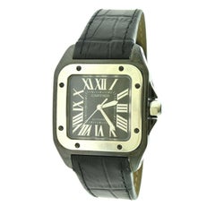 Cartier Santos 100 Ref 2878 Stainless Steel, Leather Band Watch 'Y-26'