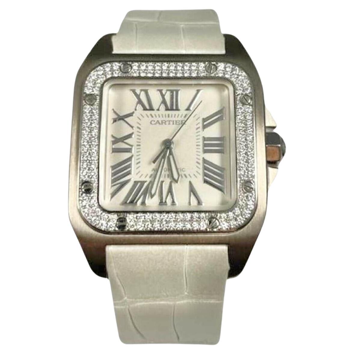 Cartier Santos 100 Ref. 2881 Gold Factory Diamond Bezel 33MMWatch