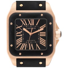 Orologio Cartier Santos 100 Oro Rosa Quadrante Nero Uomo W20124U2