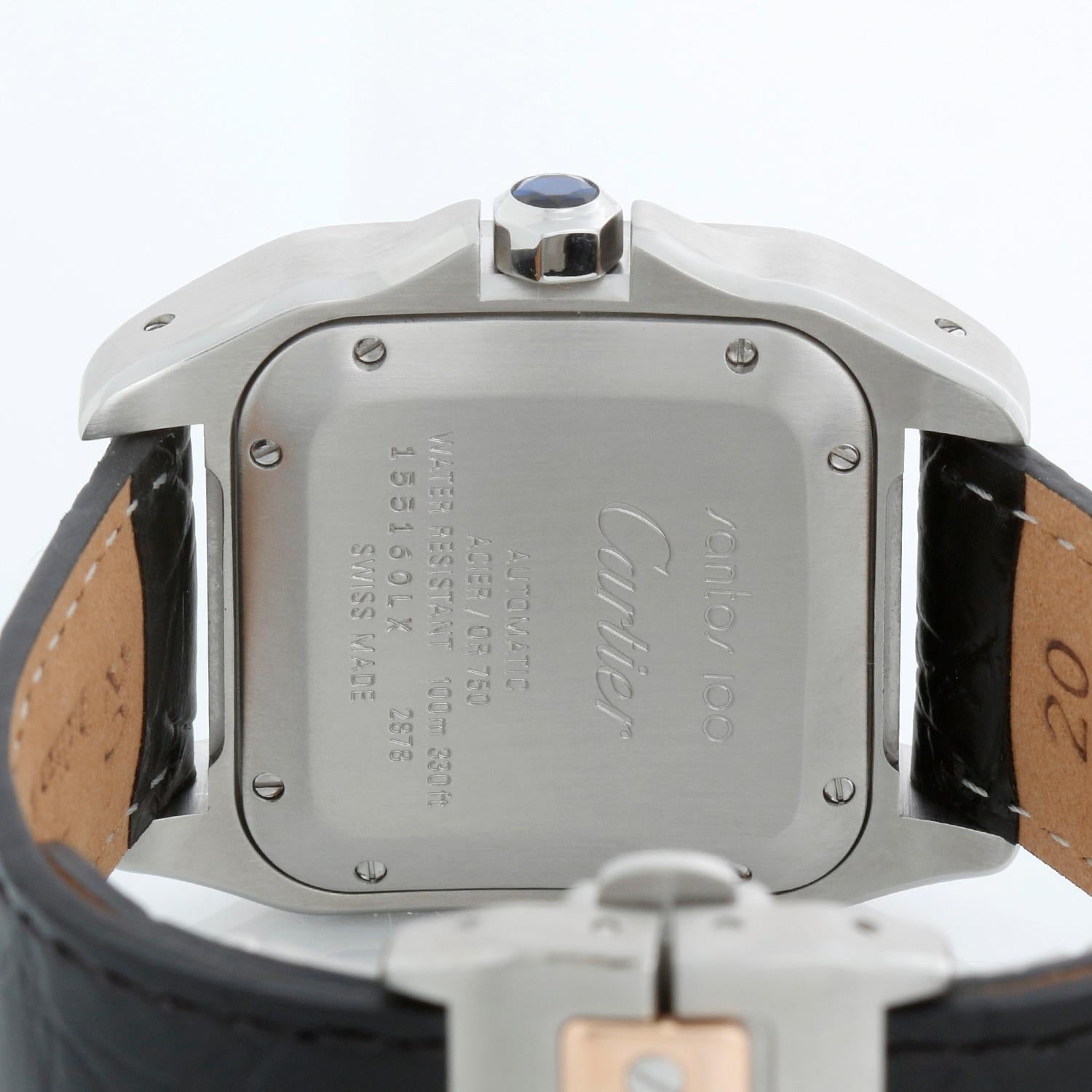 Cartier Santos 100 Rose Gold & Steel Automatic Unisex Watch W20107X7 2878 Unisexe en vente