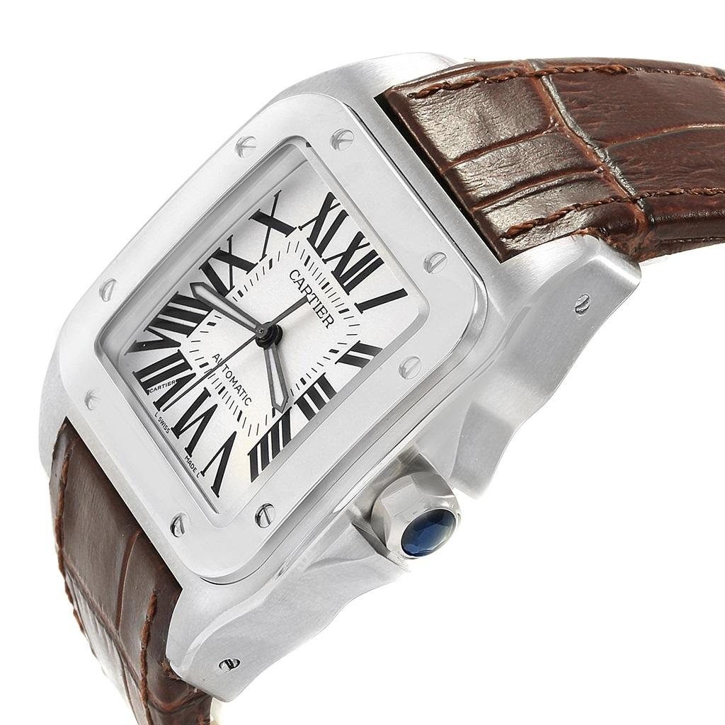 Cartier Santos 100 Silver Dial Brown 