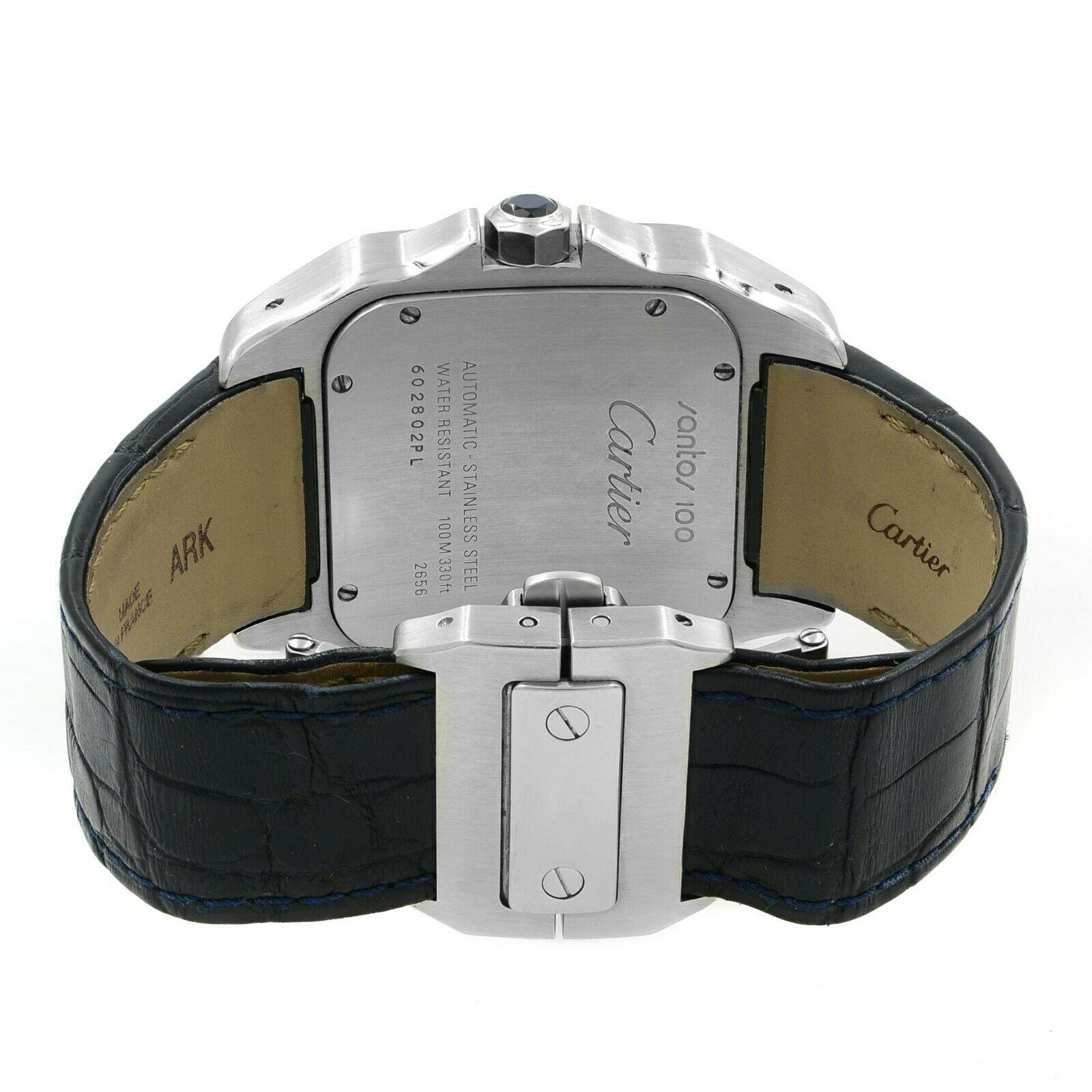 Cartier Santos 100 Silver Roman Dial Steel Automatic Large Men’s Watch W20073X8 1