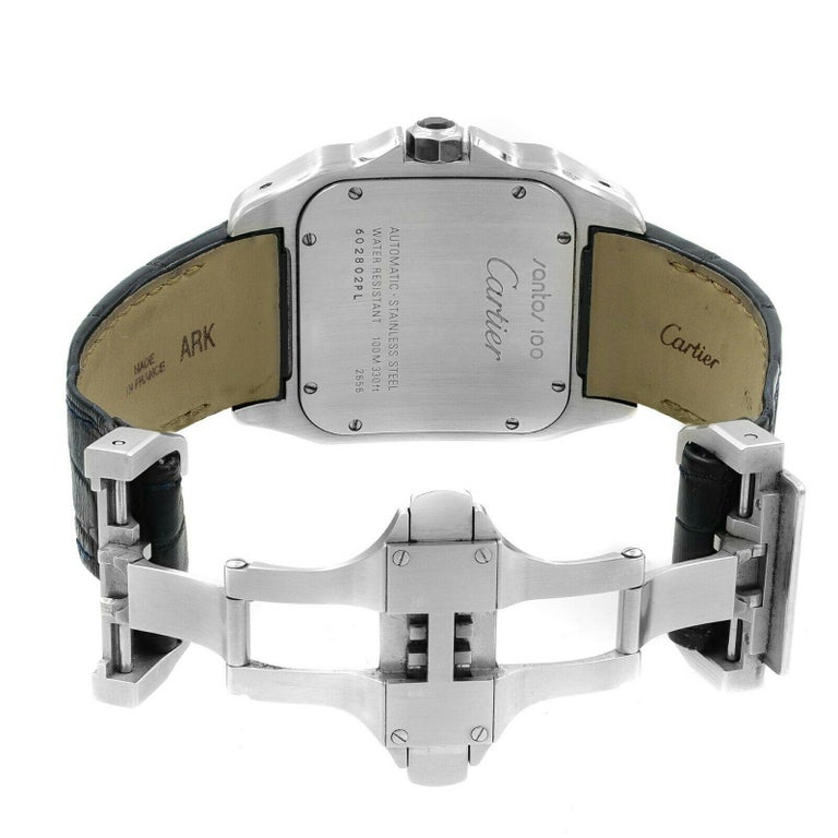 Cartier Santos 100 Silver Roman Dial Steel Automatic Large Men’s Watch ...