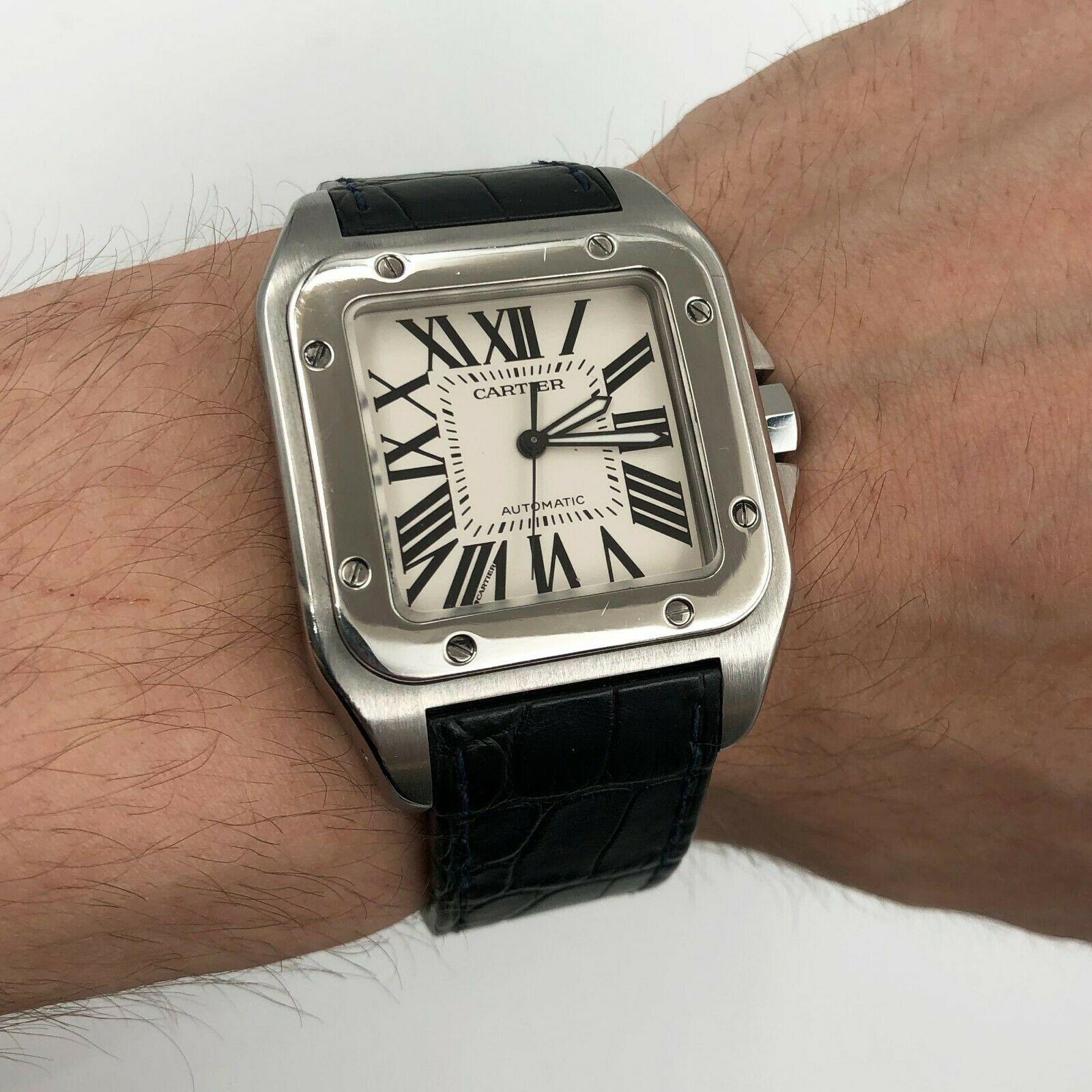Cartier Santos 100 Silver Roman Dial Steel Automatic Large Men’s Watch W20073X8 3