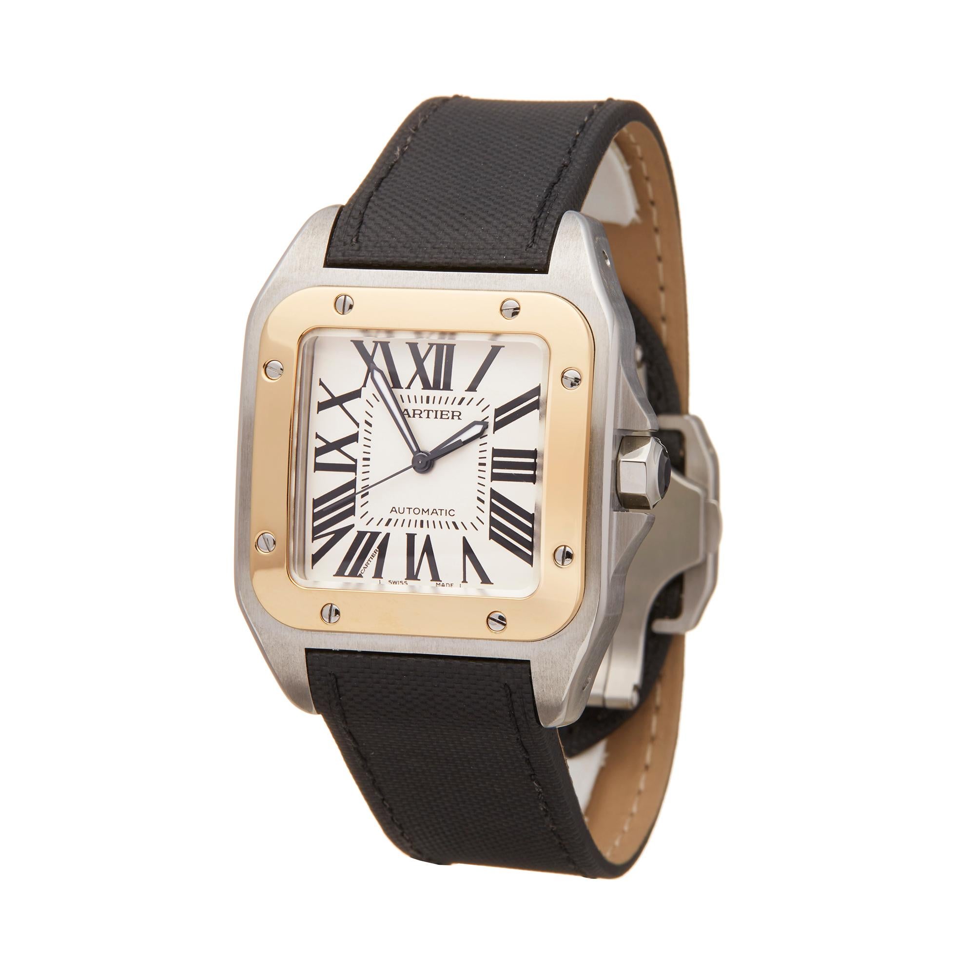 Reference: W5807
Manufacturer: Cartier
Model: Santos 100
Model Reference: W20072X7 or 2656
Age: Circa 2010's
Gender: Men's
Box and Papers: Box Only
Dial: White Roman
Glass: Sapphire Crystal
Movement: Automatic
Water Resistance: To Manufacturers