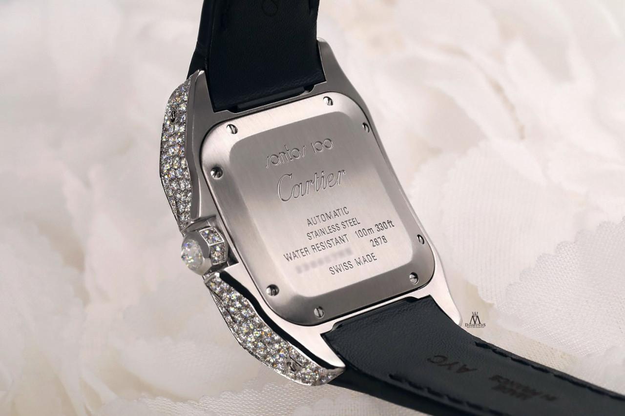 Cartier Santos 100 Edelstahl-Uhr mit Schraubverschluss W20073X8 Herren im Angebot