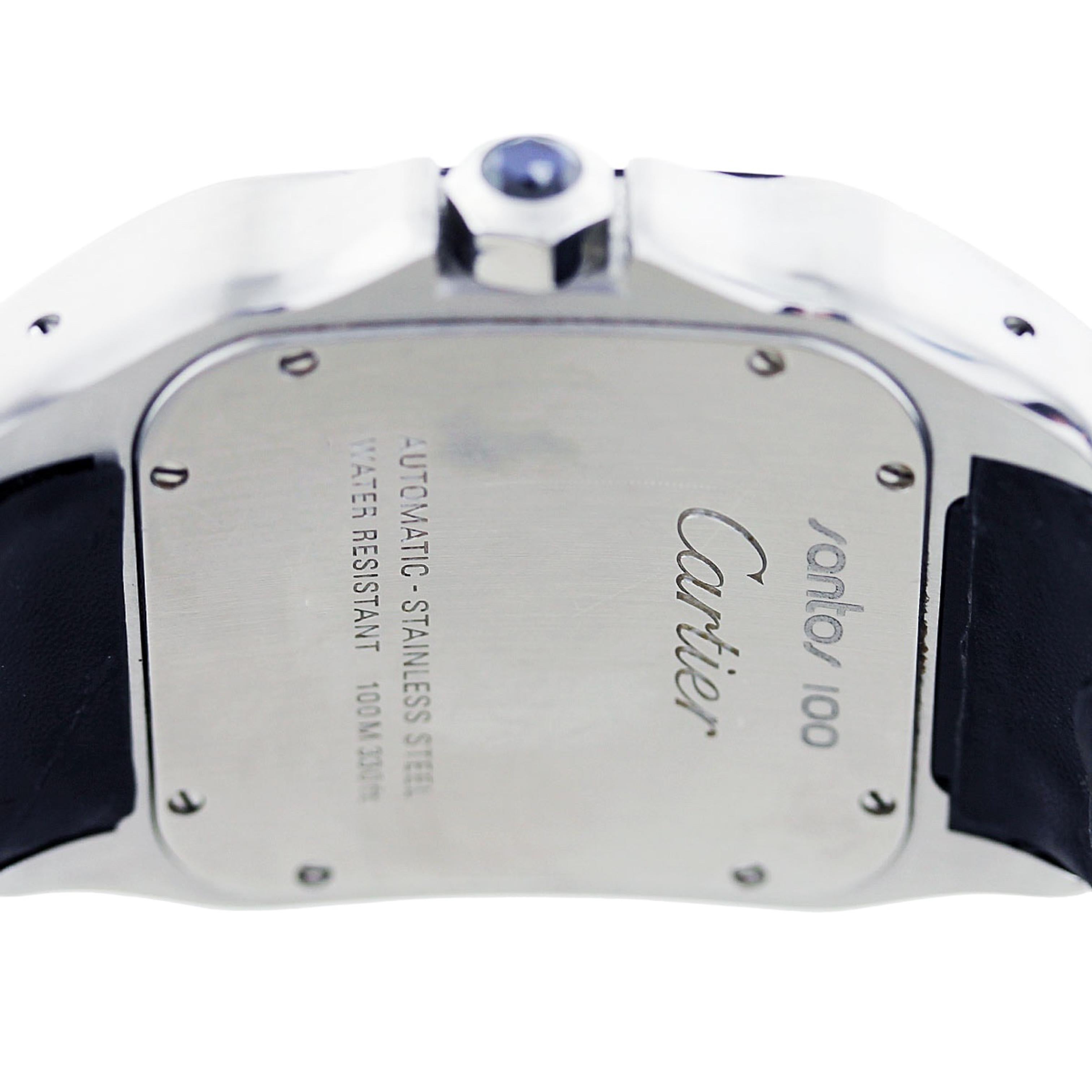 Cartier Santos 100 Edelstahl Lederarmband W20073X8 Uhr im Angebot 1