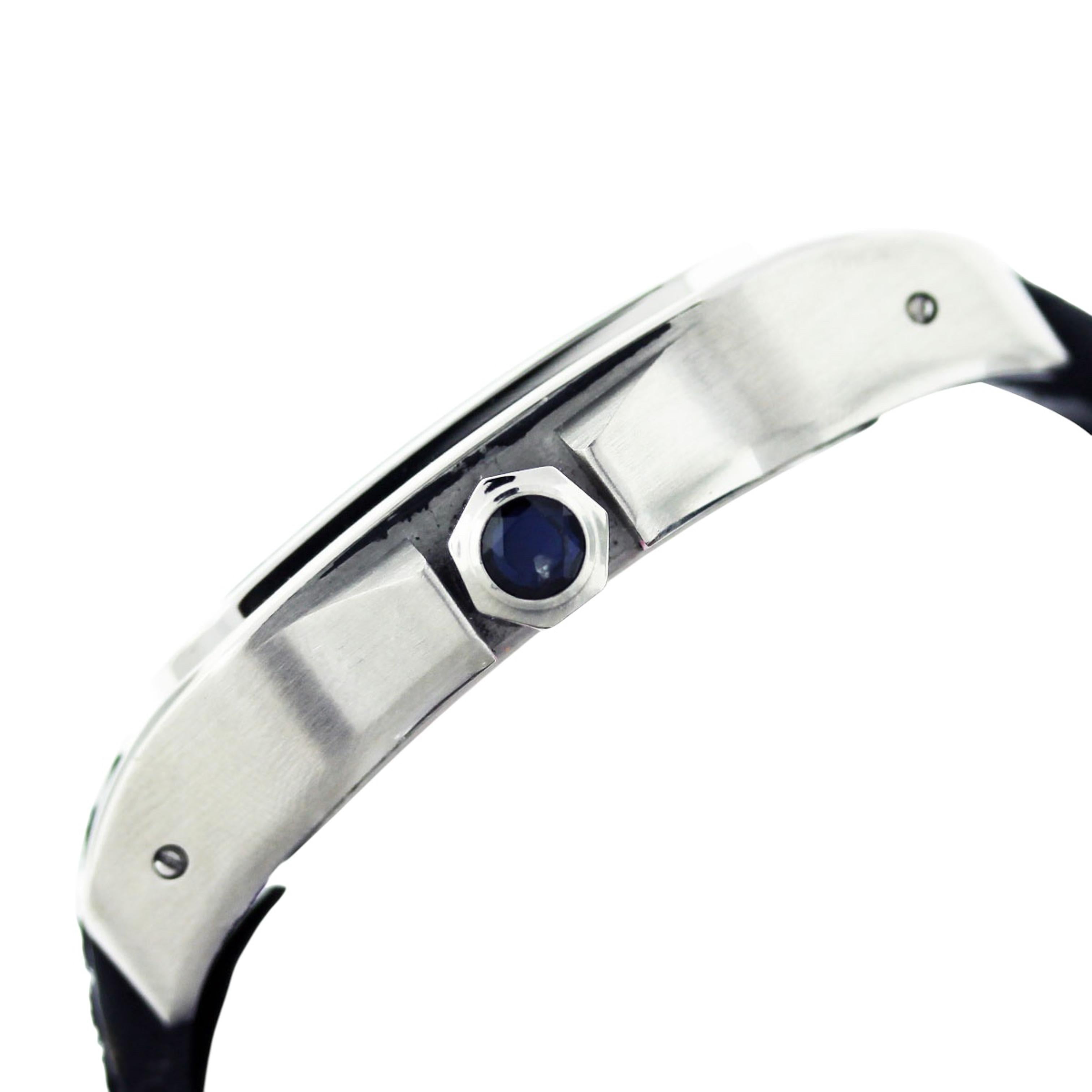Cartier Santos 100 Edelstahl Lederarmband W20073X8 Uhr im Angebot 2