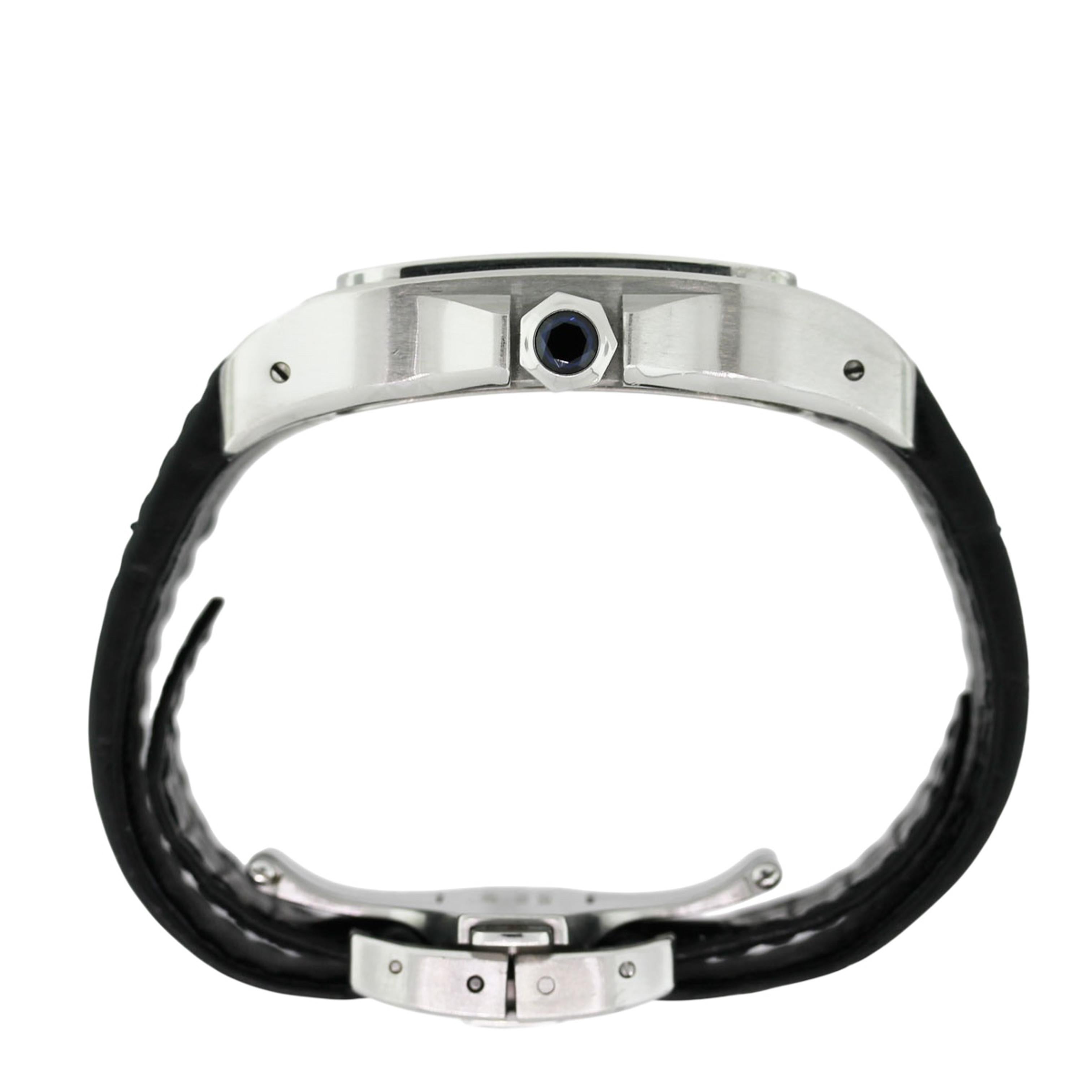 Cartier Santos 100 Edelstahl Lederarmband W20073X8 Uhr im Angebot 3