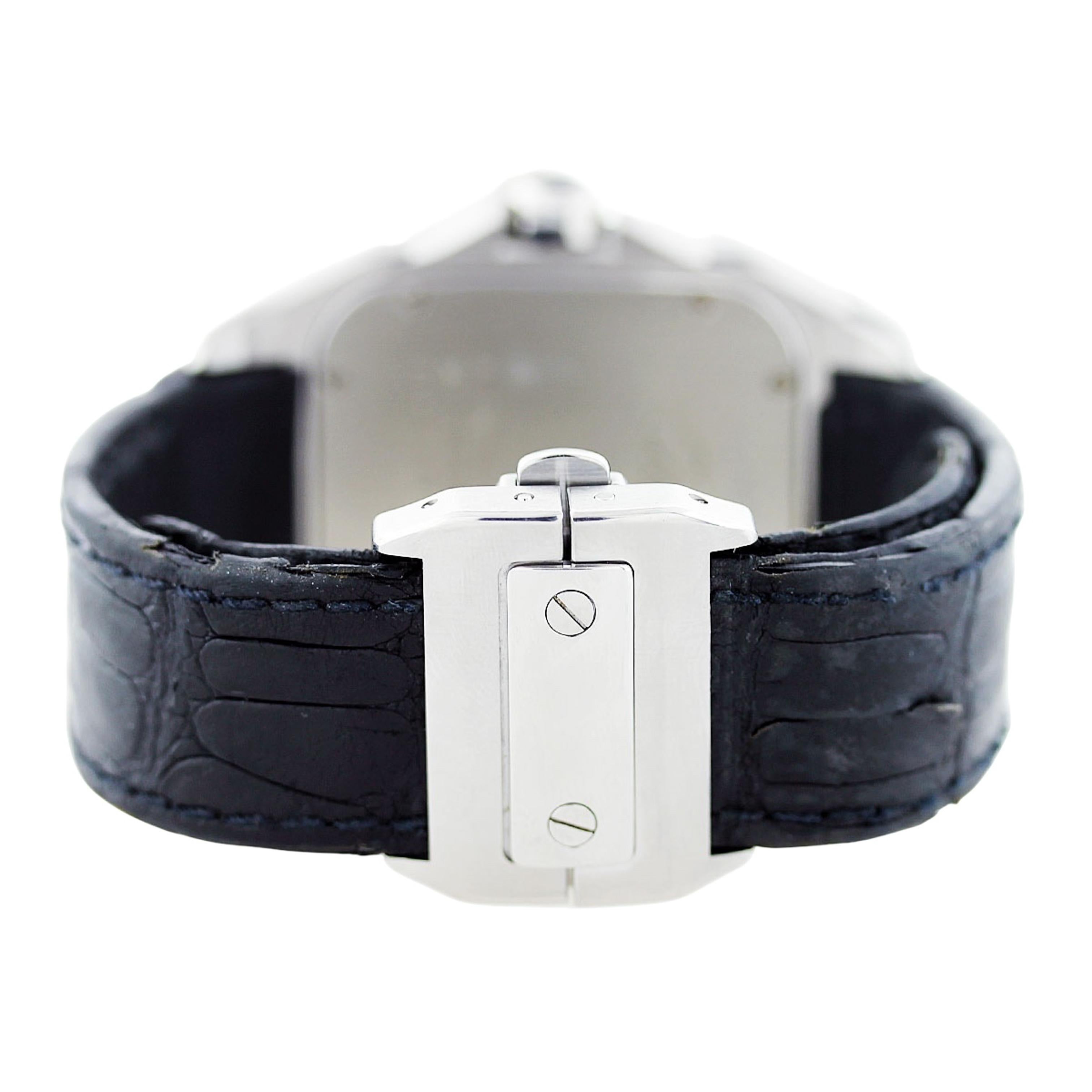 Cartier Santos 100 Edelstahl Lederarmband W20073X8 Uhr im Angebot 4