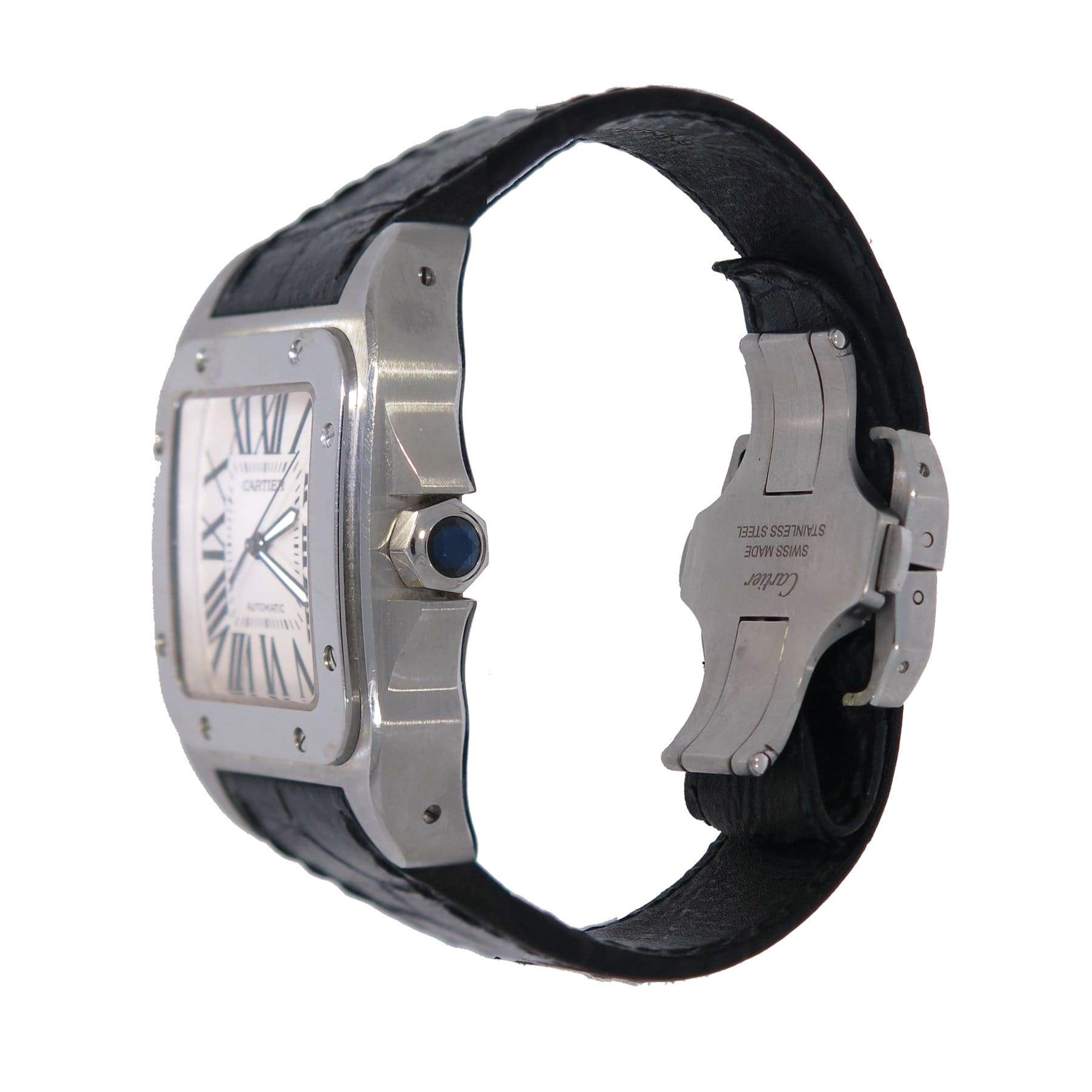 Cartier Santos 100 Stainless Steel Wristwatch In Excellent Condition In Greenwich, CT