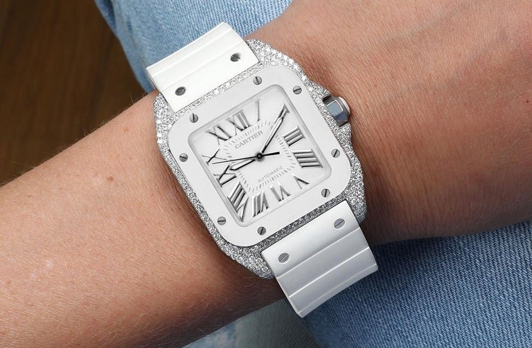 Cartier Santos 100 Caucho Blanco Cartier Caucho Blanco Reloj