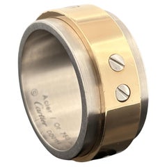 Cartier Santos 100 Steel & 18k Gold Wide Band Sz 63 (US 10 1/4)
