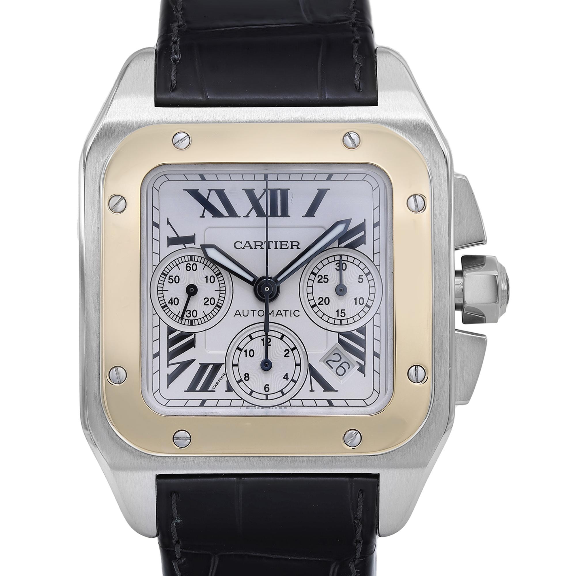 Pre-owned Cartier Santos 100 Men's Automatic Watch W20091X7. The leather band of this watch is brand new. Comes with the seller's Box and the seller's Authenticity Card. Covered by a 3-year Chronostore Warranty.

Brand: Cartier  Type: Wristwatch 