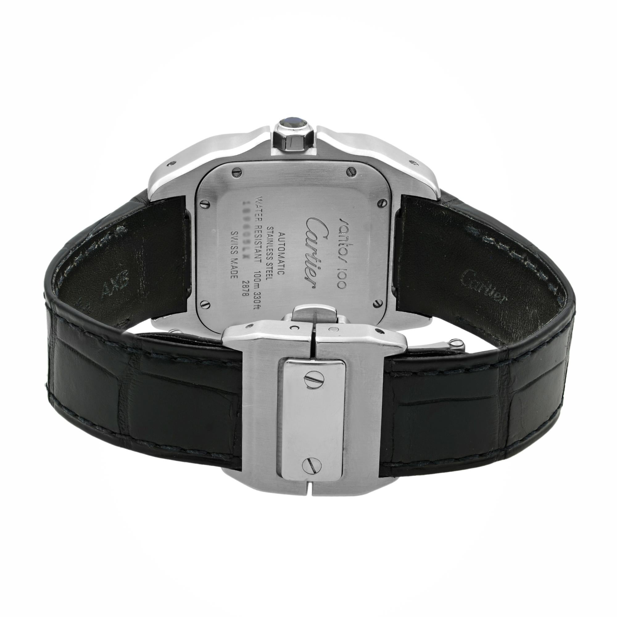 Cartier Santos 100 Steel Silver Roman Dial Automatic Men's Watch W20106X8 2