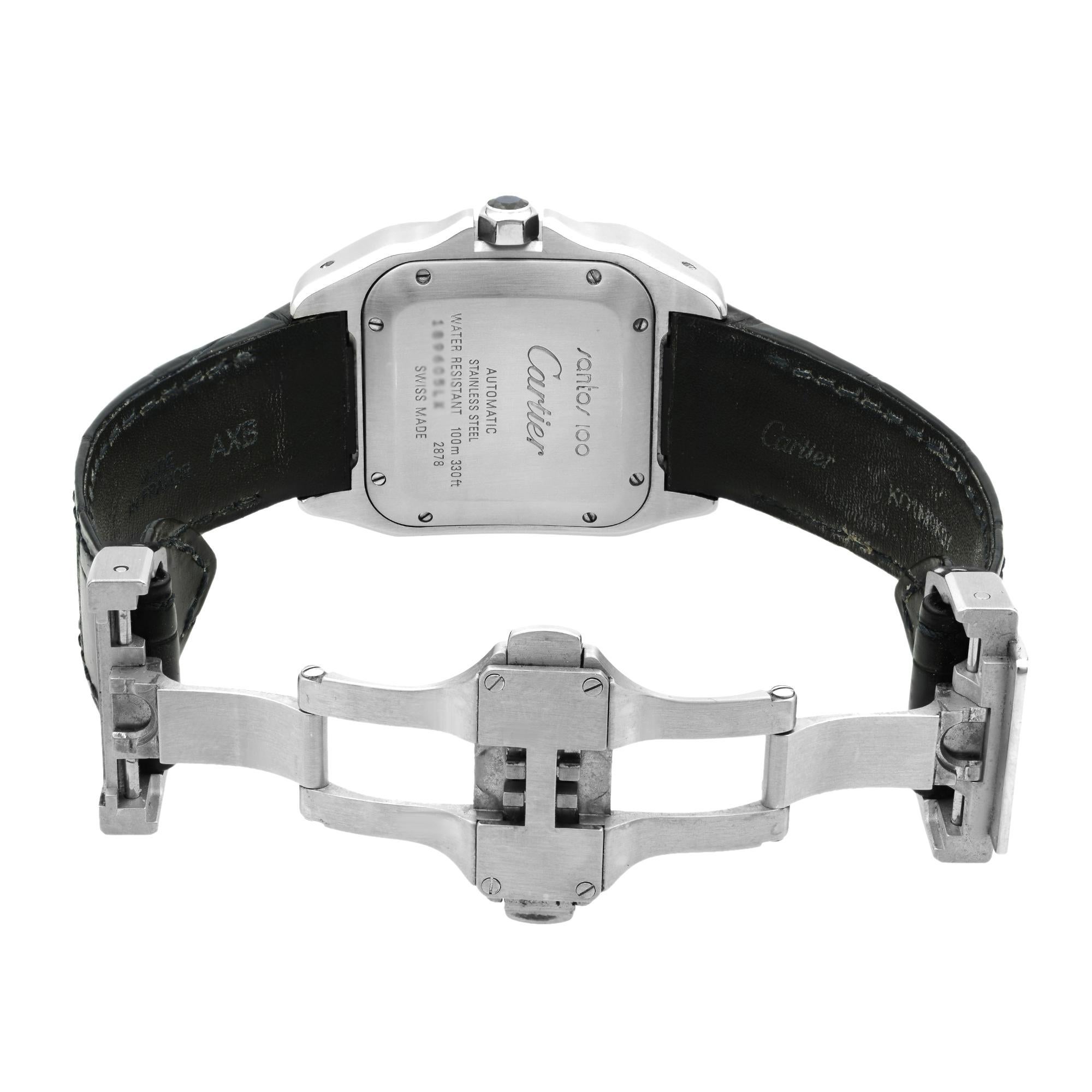 Cartier Santos 100 Steel Silver Roman Dial Automatic Men's Watch W20106X8 3