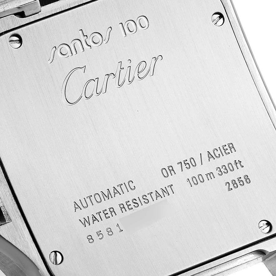 Cartier Santos 100 Steel Yellow Gold Mens Watch W200728G In Excellent Condition For Sale In Atlanta, GA